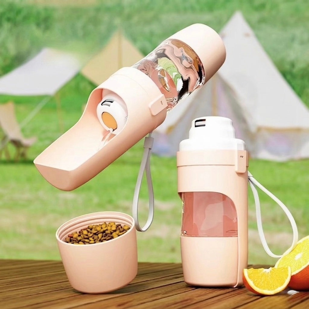 Gourde Portable 2-en-1 pour Chien — Eau & Croquettes en Balade 💧🐾