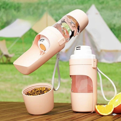Gourde Portable 2-en-1 pour Chien — Eau & Croquettes en Balade 💧🐾